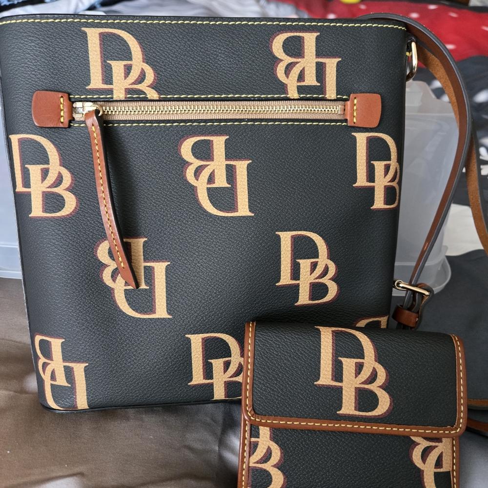 Dooney & Bourke Black and Tan Crossbody Bag